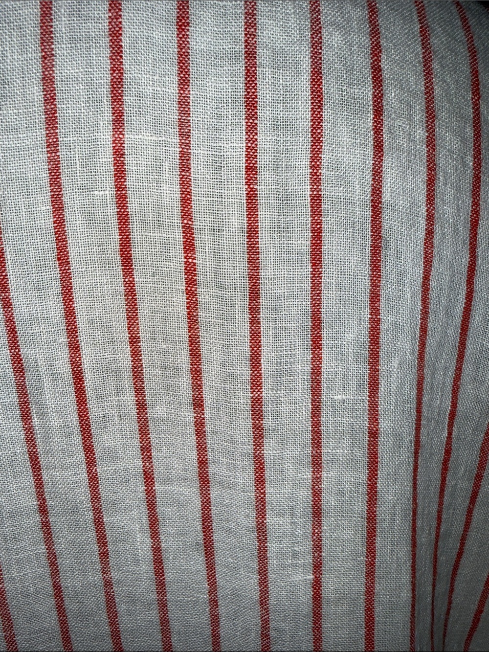 Martha Stewart Collection 100% Linen Red & White Striped V-Neck Shirt - Size M - Picture 6 of 8